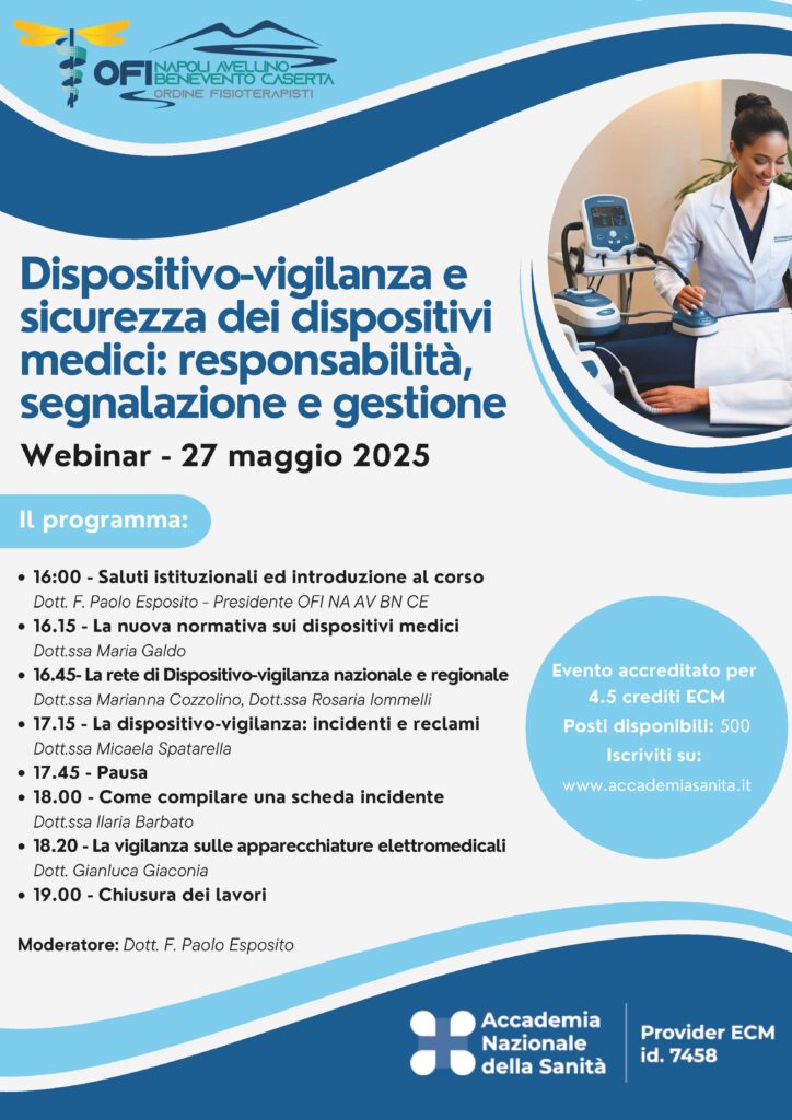 Dispositivo-vigilanza e sicurezza dei dispositivi medici responsabilità, segnalazione e gestione - locandina