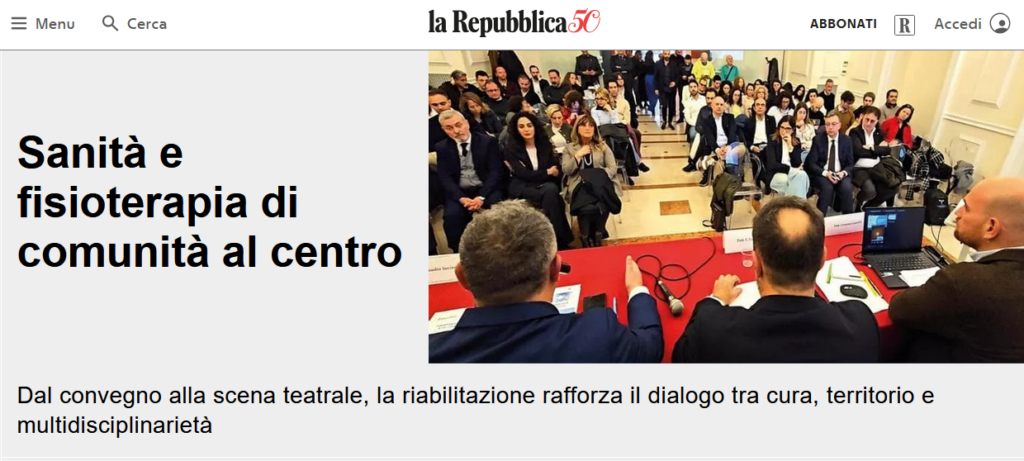 Sanità e Fisioterapia di Comunità al centro: su la Repubblica resoconto convegno di OFI Na-Av-Bn-Ce